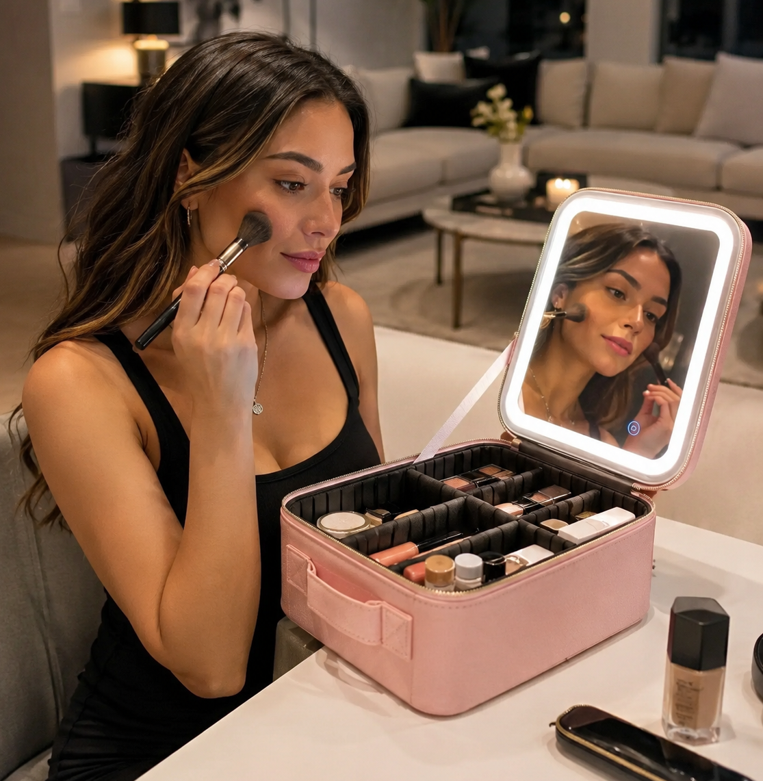 COSMETIQUERA CON ESPEJO LED