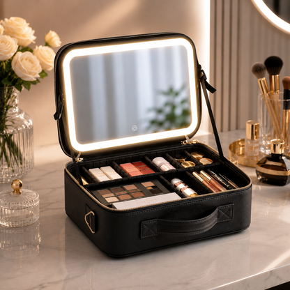 COSMETIQUERA CON ESPEJO LED